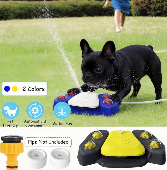 Blue-Yellow Color Options -- 1Pc Dog Water Fountain Multifunctional Automatic Pet Water Dispenser Outdoor Step-on Activated Sprinkler For Drinking Shower Fun
