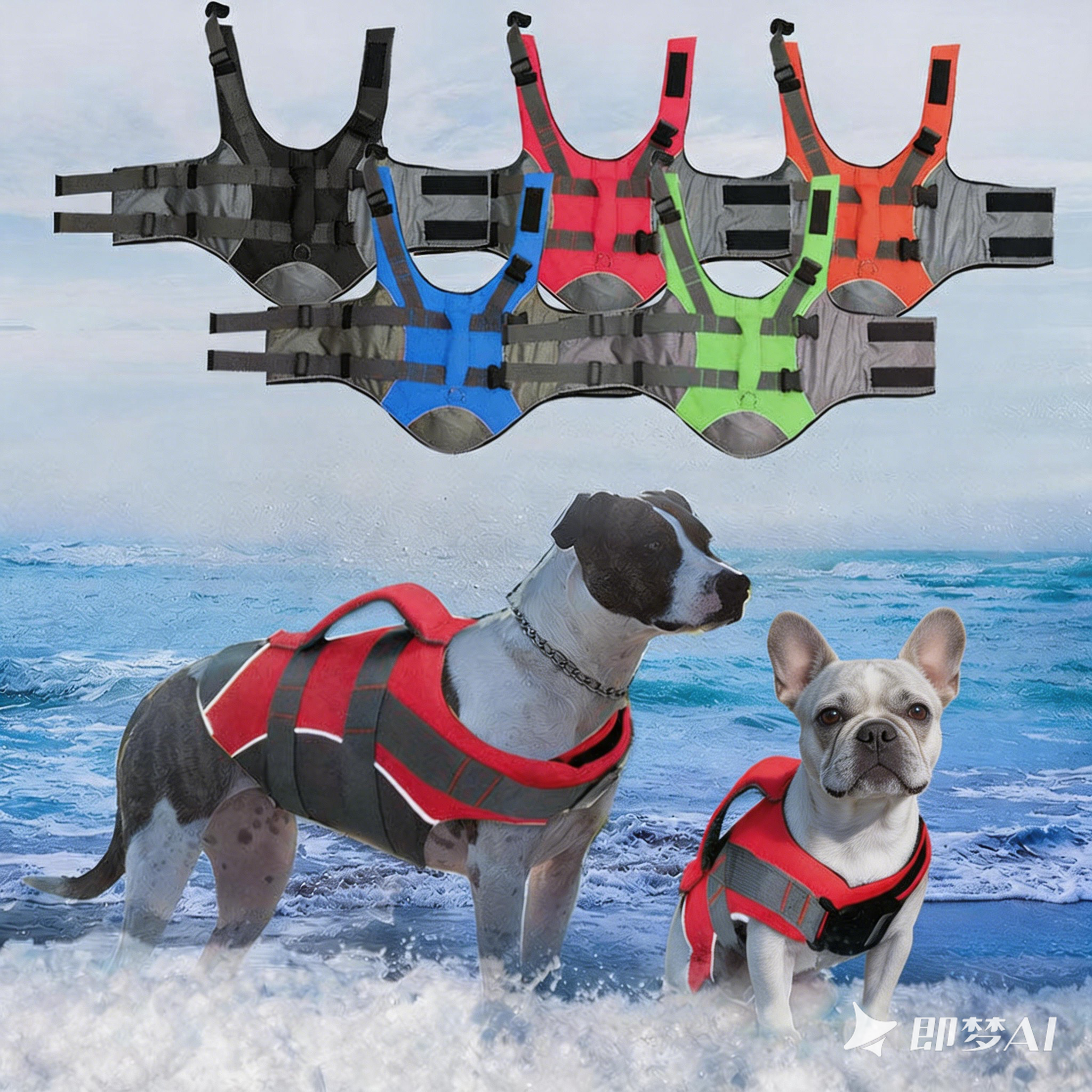 Life Jacket for Small, Medium, and Large Dogs — Adjustable Swimming Vest with Reflective Strips — French Bulldog — Pet Supplies